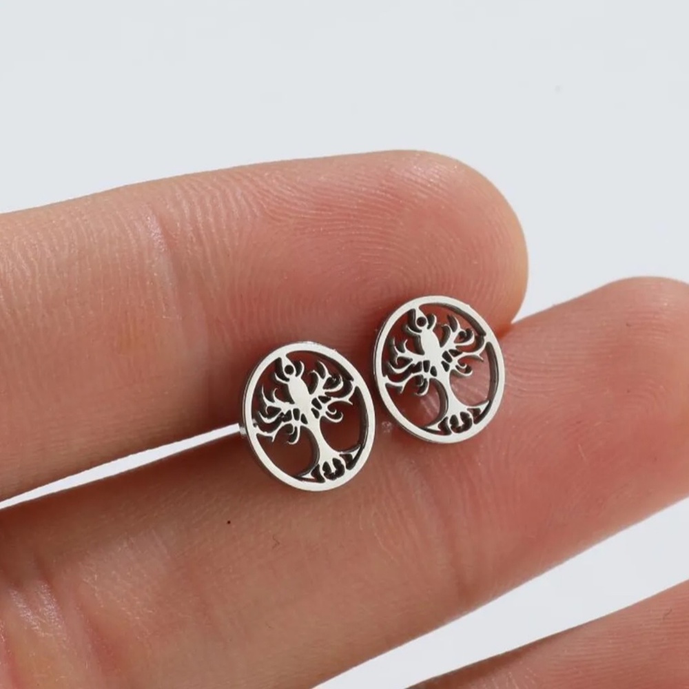Tree Of Life Titanium Earrings Studs